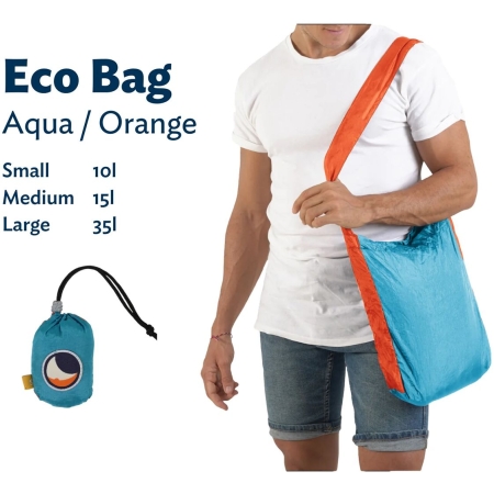 Ticket to the Moon  Eco Market Bag M Aqua,Orange