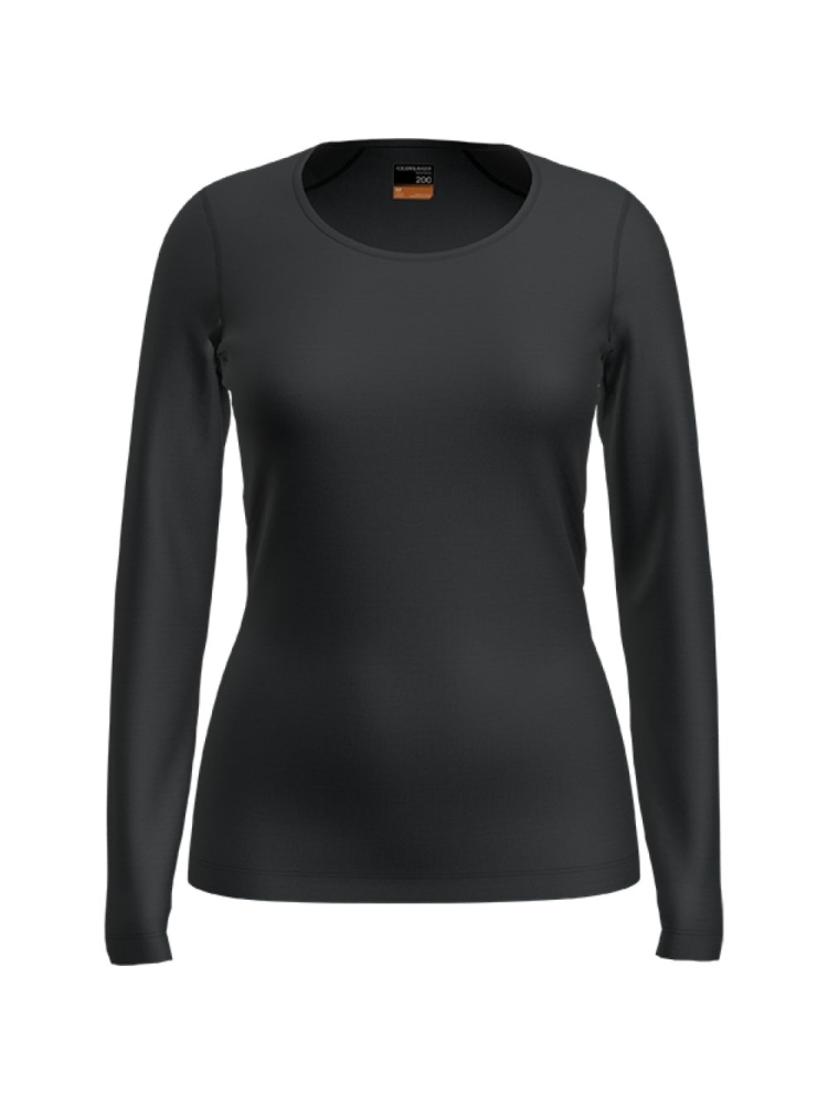 Icebreaker 200 oasis Long Sleeve Scoop Women's Black 104378-0011 onderkleding/thermokleding online bestellen bij Kathmandu Outdoor & Travel
