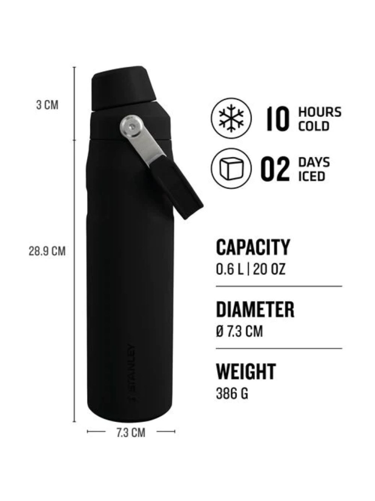 Stanley The Aerolight IceFlow Water Bottle Fast Flow 0,6L Black  10-12515-001 drinkflessen en thermosflessen online bestellen bij Kathmandu Outdoor & Travel