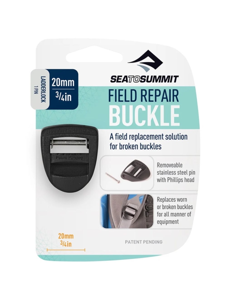 Sea to Summit Laddergesp, 1 Pin, 20mm, Field Repair Buckle  Zwart AFRB20LLP trekkingrugzakken online bestellen bij Kathmandu Outdoor & Travel