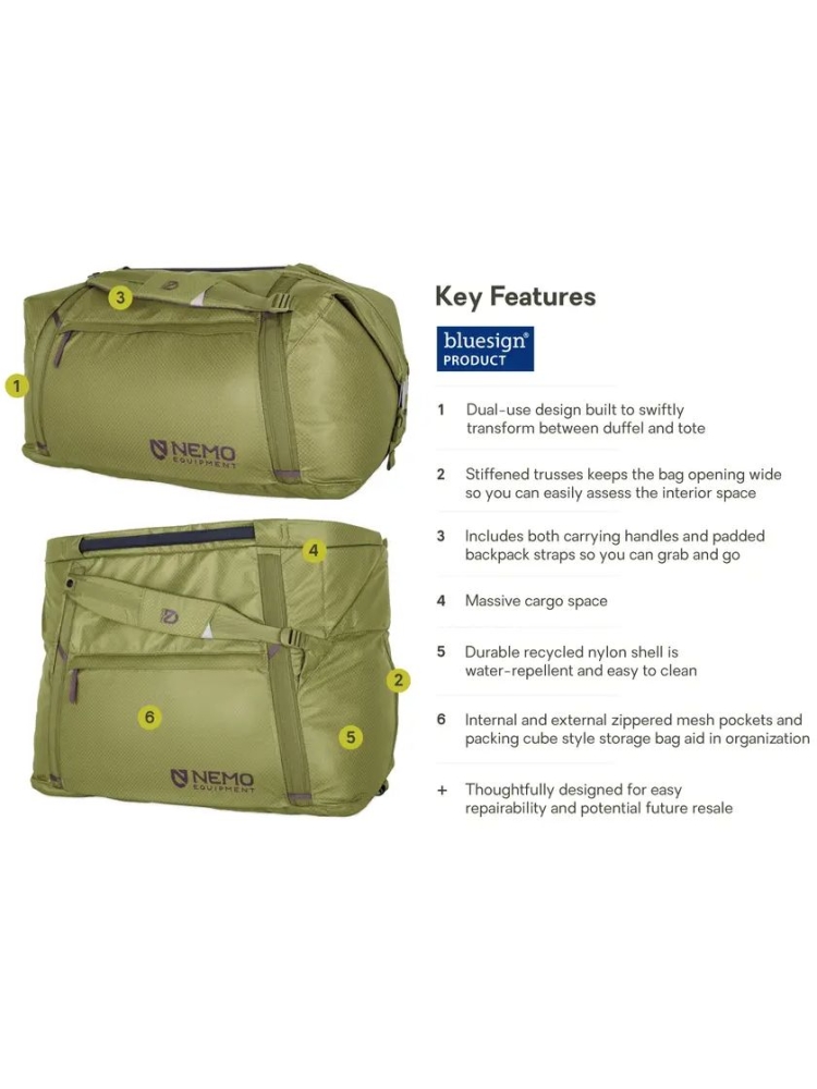 Nemo Double Haul Convertible Duffel 100L Nova 811666033635-Nova duffels online bestellen bij Kathmandu Outdoor & Travel