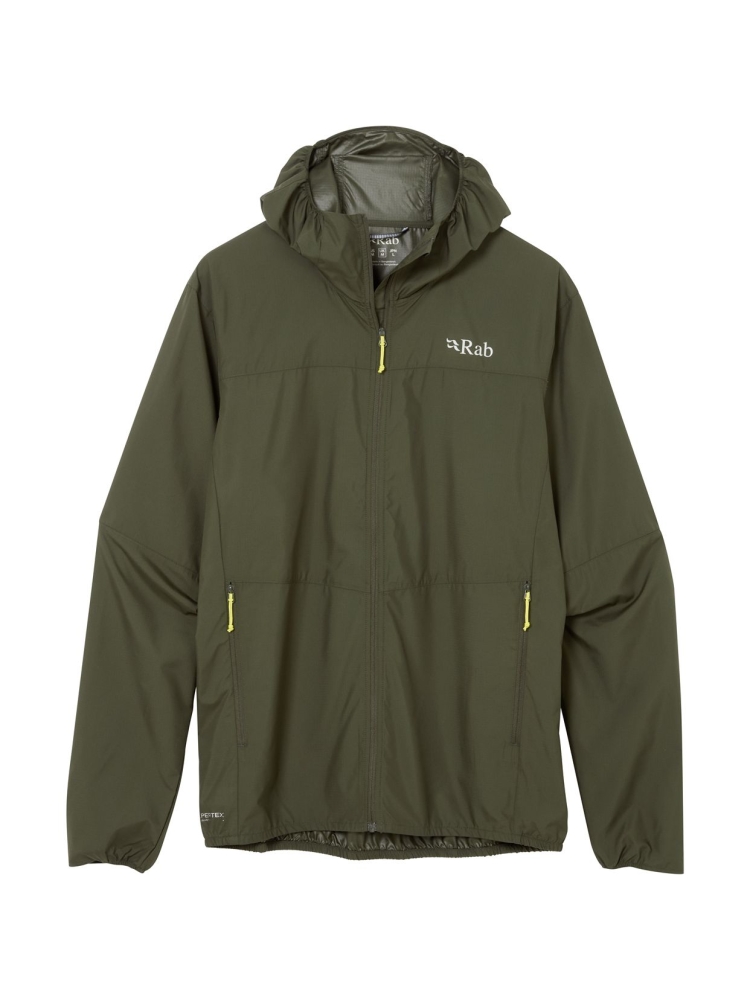 Rab Windgather Hoody Army QWS-84-ARM jassen online bestellen bij Kathmandu Outdoor & Travel