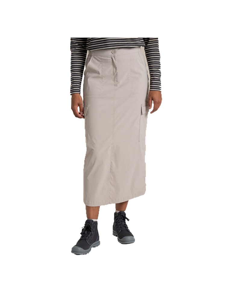 Craghoppers NosiLife Pro Midi Skirt Women's Soft Mushroom CWD053-KD7 jurken en rokken online bestellen bij Kathmandu Outdoor & Travel