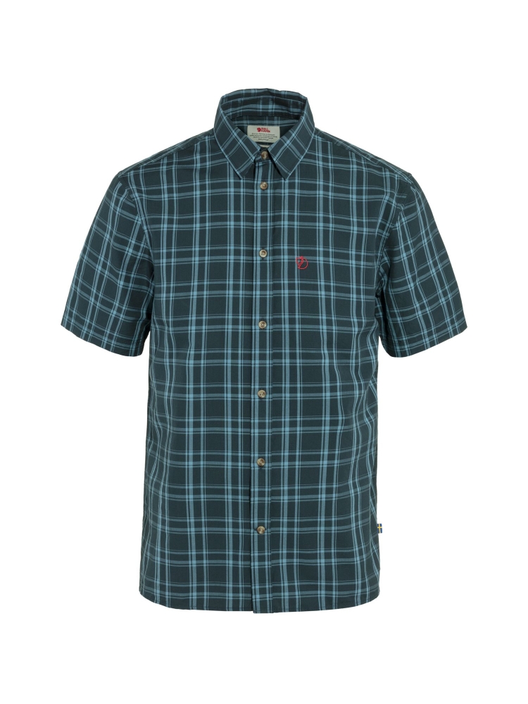 Fjällräven Övik Lite Shirt SS Dark Navy-Dawn Blue F87038-555-543 shirts en tops online bestellen bij Kathmandu Outdoor & Travel