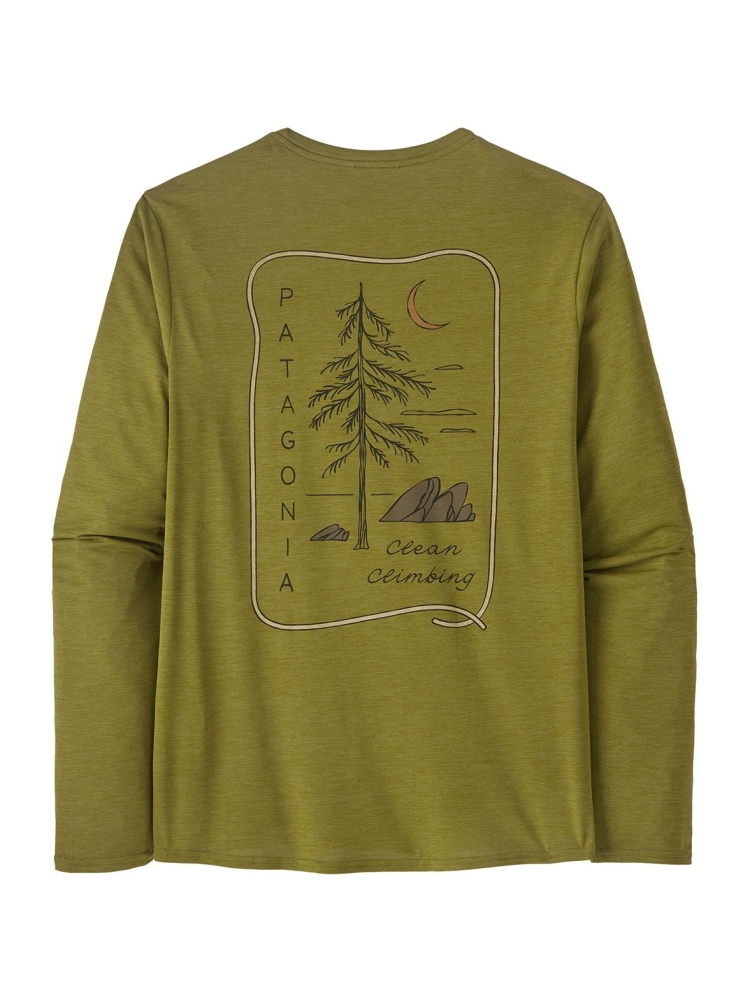 Patagonia L/S Cap Cool Daily Graphic Shirt - Lands Clean Climb Roots: Graze Green 45160-CRGX shirts en tops online bestellen bij Kathmandu Outdoor & Travel