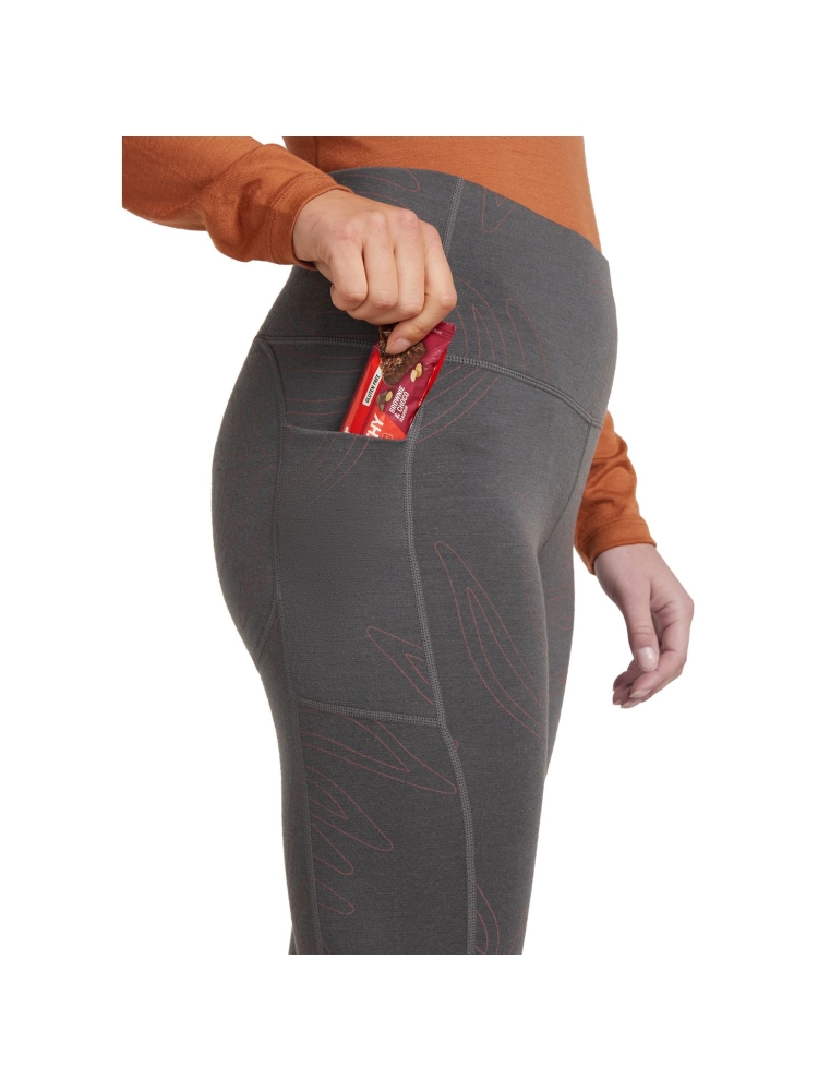 Icebreaker Mer 260 Fastray 25 HR Tight Fresh Women's Obsidian/Carob/AOP IB0A579U-0GG1 broeken online bestellen bij Kathmandu Outdoor & Travel