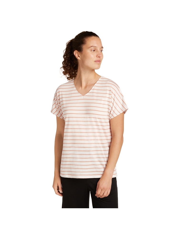 Icebreaker Mer Drayden Reversible SS Top Stripe Women's Ecru/Hthr/Desert Sand IB0A56ZW-0AX1 shirts en tops online bestellen bij Kathmandu Outdoor & Travel