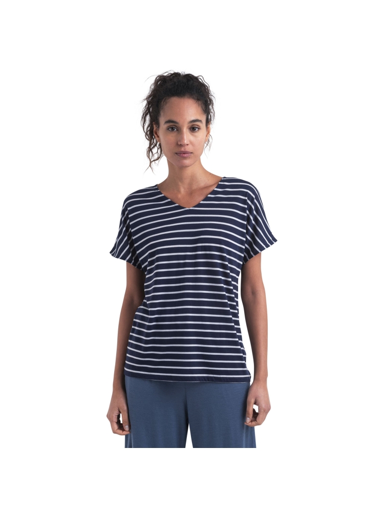 Icebreaker Mer Drayden Reversible SS Top Stripe Women's Midnight Navy/Snow IB0A56ZW-3291 shirts en tops online bestellen bij Kathmandu Outdoor & Travel