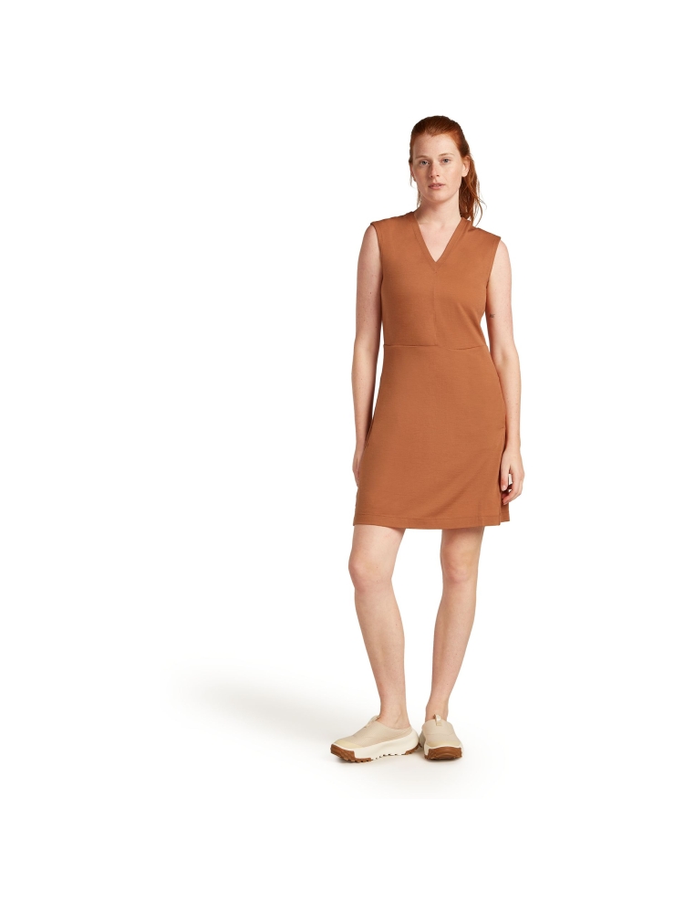 Icebreaker Mer 200 Granary Sleeveless V Neck Dres Women's Dusty Clay IB0A56XS-0B01 jurken en rokken online bestellen bij Kathmandu Outdoor & Travel
