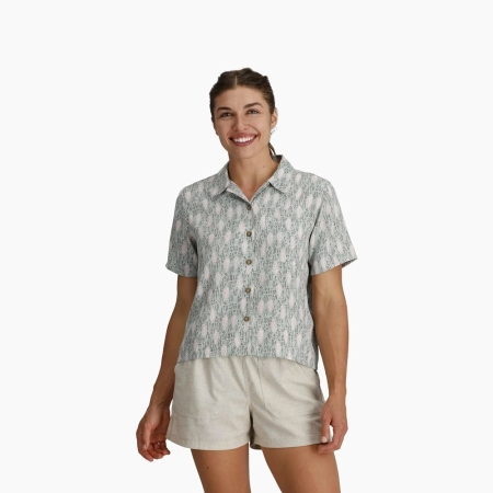 Royal Robbins  Camino Pucker S/S Women's Sage Leaf Fish Pt
