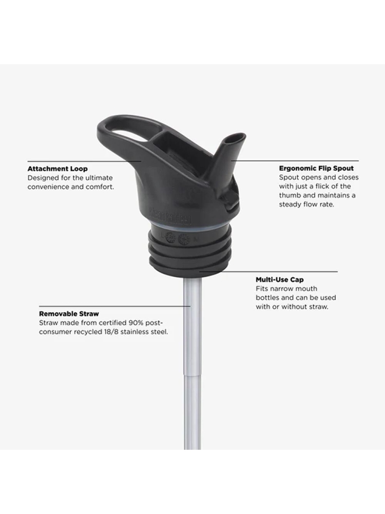 Klean Kanteen Drinkfles Classic met flip/sportdop, 800ml Black 1011193 drinkflessen en thermosflessen online bestellen bij Kathmandu Outdoor & Travel