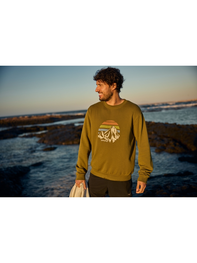 Sherpa Adventure Gear Pokhara Sunset Crew Moss SU50006-831 fleeces en truien online bestellen bij Kathmandu Outdoor & Travel