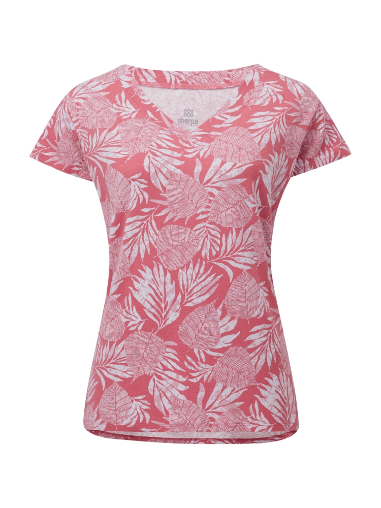 Sherpa Adventure Gear Neha V-Neck Tee Women's Rosie Bhodi Leaf SW21019-462 shirts en tops online bestellen bij Kathmandu Outdoor & Travel