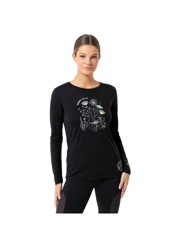 Super Natural Hodgepodge LS Women's Jet Black/Various SNWP04077-X48 shirts en tops online bestellen bij Kathmandu Outdoor & Travel