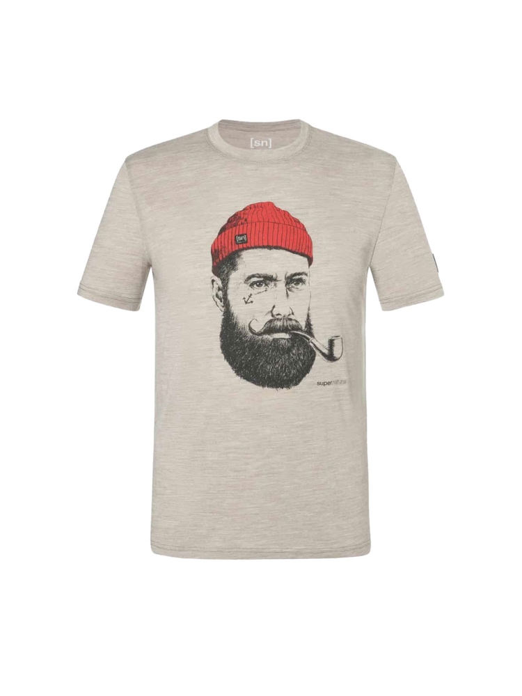 Super Natural Sailor Tee Vintage Khaki Melange/Black In SNMP01120-38F shirts en tops online bestellen bij Kathmandu Outdoor & Travel