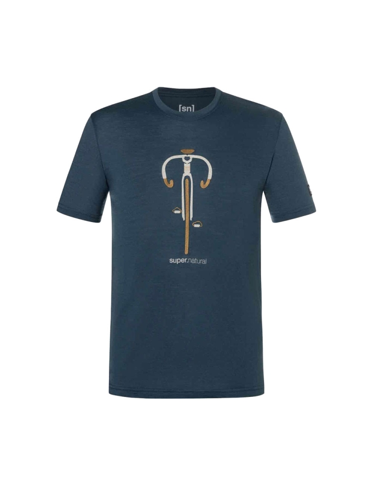 Super Natural Vintage Bike Tee Blueberry/Vintage Khaki Melang SNMP01187-44F shirts en tops online bestellen bij Kathmandu Outdoor & Travel