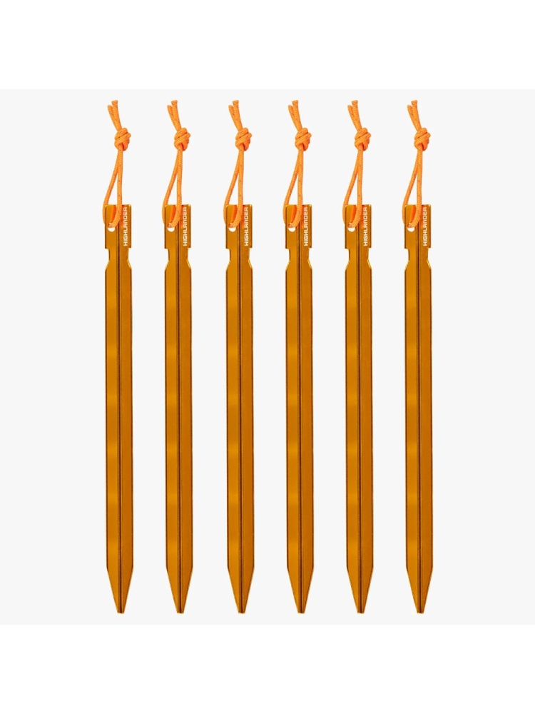 Highlander Arrow Aluminium Pegs 18cm 6-pack Orange CS223-OE tenten online bestellen bij Kathmandu Outdoor & Travel
