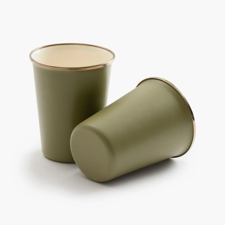 Barebones  Cup Enamel 2 Pcs Olive 2-Tone 