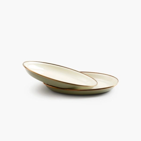 Barebones  Small Plate Enamel 2 Pcs Olive 2-Tone 