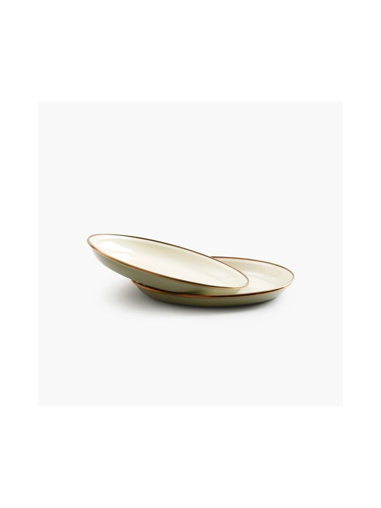 Barebones Small Plate Enamel 2 Pcs Olive 2-Tone CKW-1028 koken online bestellen bij Kathmandu Outdoor & Travel