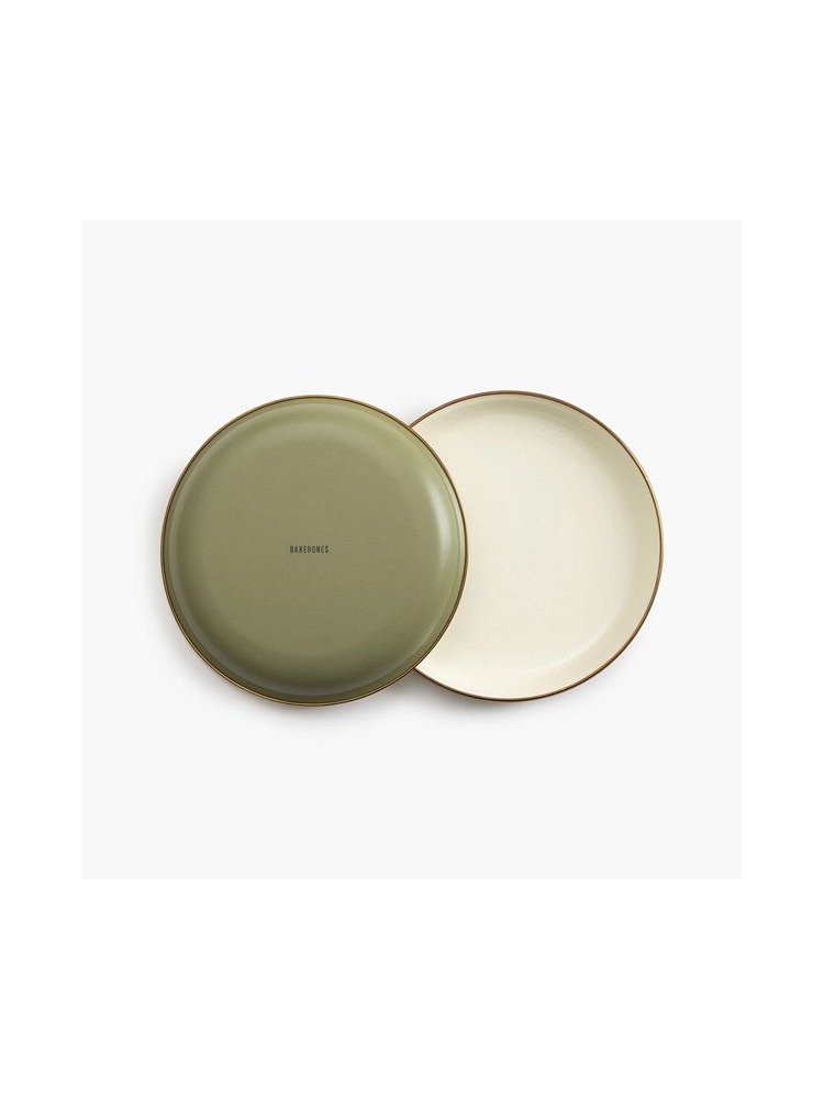 Barebones Small Plate Enamel 2 Pcs Olive 2-Tone CKW-1028 koken online bestellen bij Kathmandu Outdoor & Travel