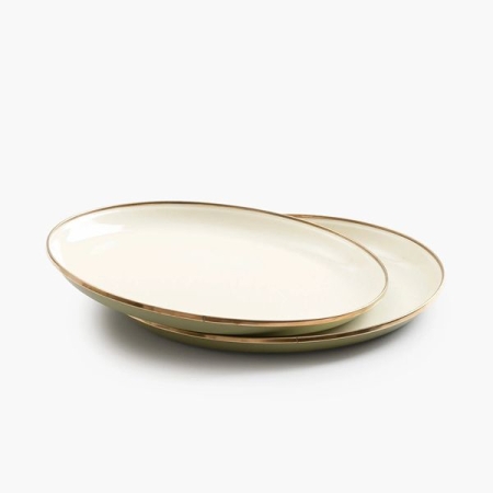 Barebones  Plate Enamel 2 Pcs Olive 2-Tone 